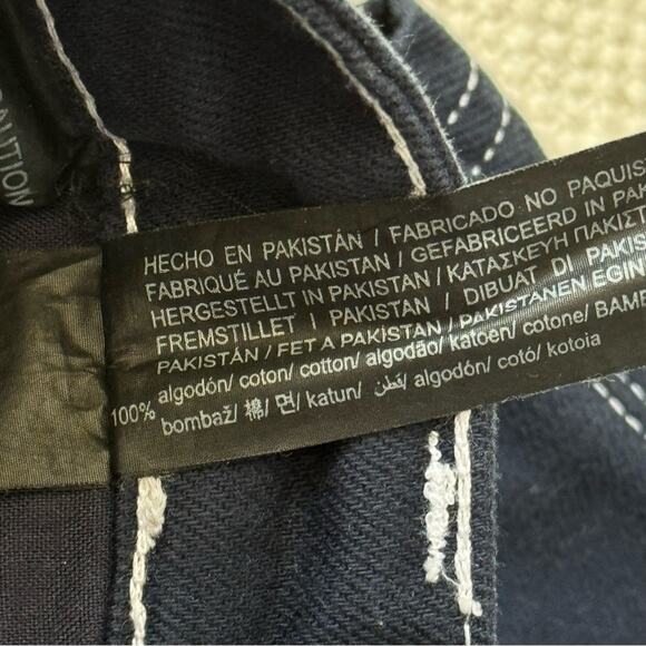 Zara Men’s Jeans Size 34 Blue Dark Wash Slouchy Fit Canvas Carpenter Work Style - Picture 9 of 10